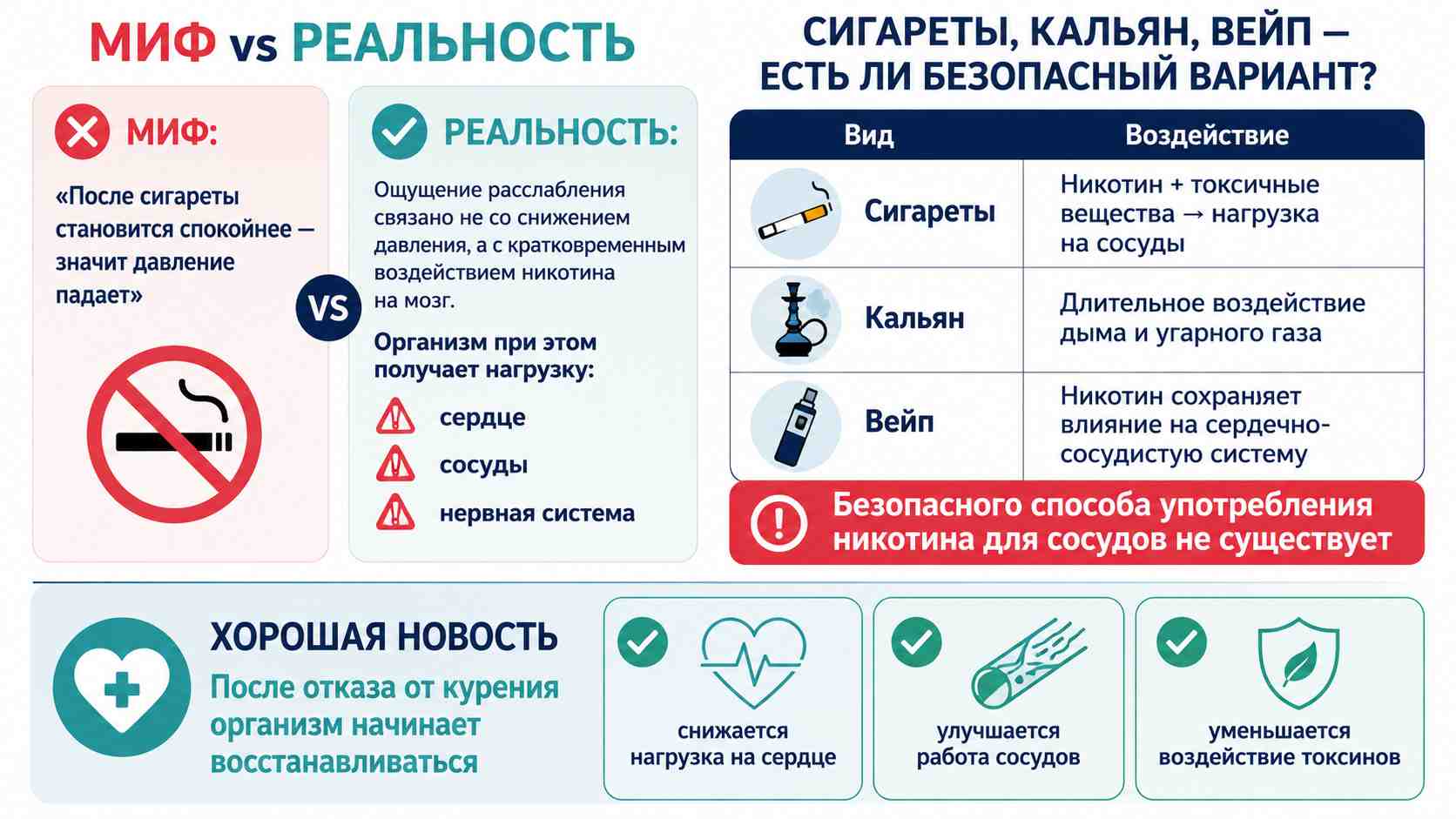 Инфографика о сигаретах, кальяне и вейпе