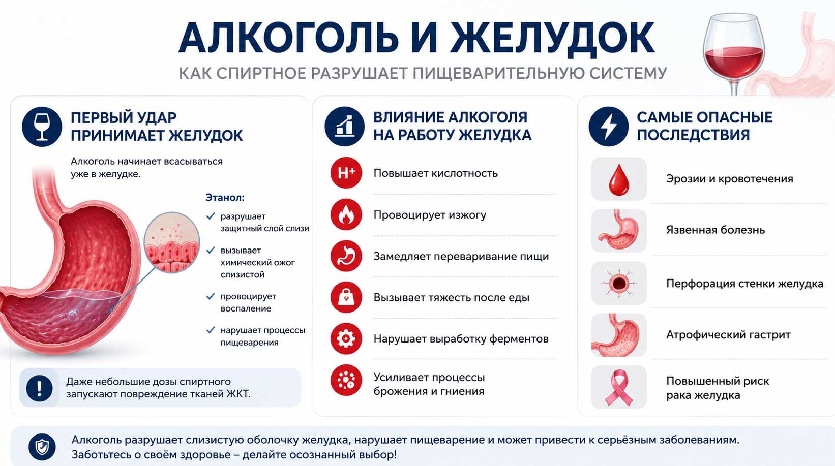 Инфографика как спиртное разрушает пищеварительную систему