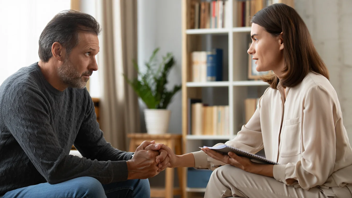 Мужчина на приеме у психотерапевта